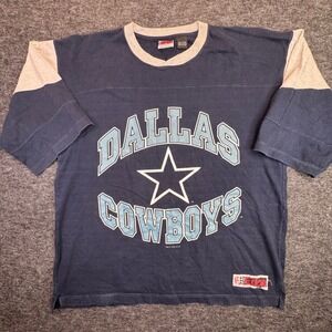 Vintage 90s The Edge Dallas Cowboys T-Shirt Mens Large Navy 1996 NFL Graphic Tee